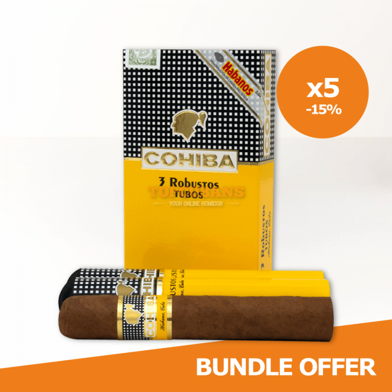 COHIBA Robustos TUBOS - Pack of 3 x 5