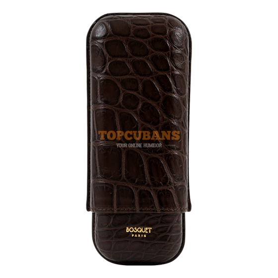 BOSQUET Cigar Case Tl - Croco - 2 Cigars - Brown (Box)