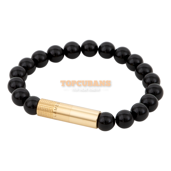 LES FINES LAMES Punch Bracelet Solo - Brass - Onyx - S (Box)