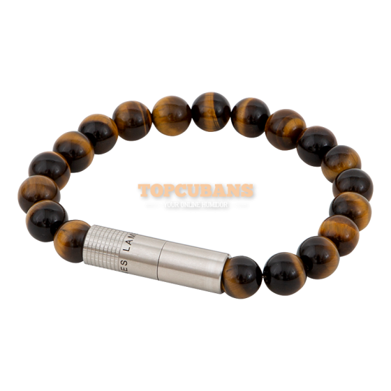 LES FINES LAMES Punch Bracelet Solo - Steel - Tiger Eye - S (Box)