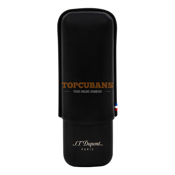 ST DUPONT Leather And Metal Cigar Case - Matt Black - 2 Cigare (Box)
