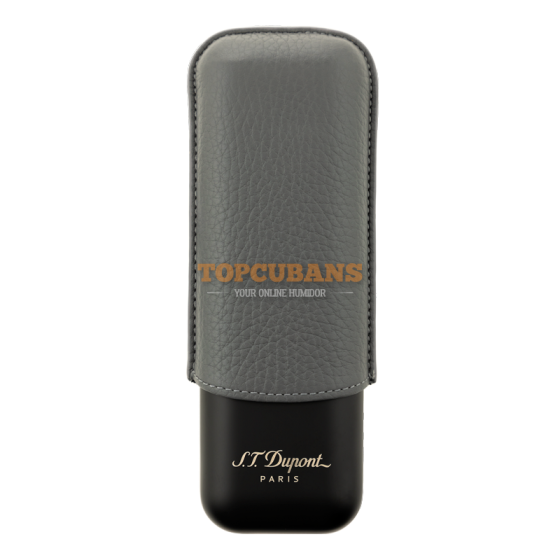 ST DUPONT Leather And Metal Cigar Case - Matte Graphite & Black - 2 Cigare (Box)