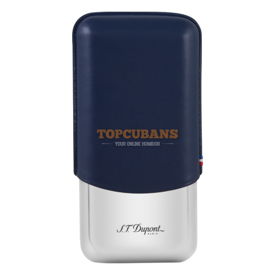 ST DUPONT Metal Base Cigar Case - Blue - 3 Cigare (Box)