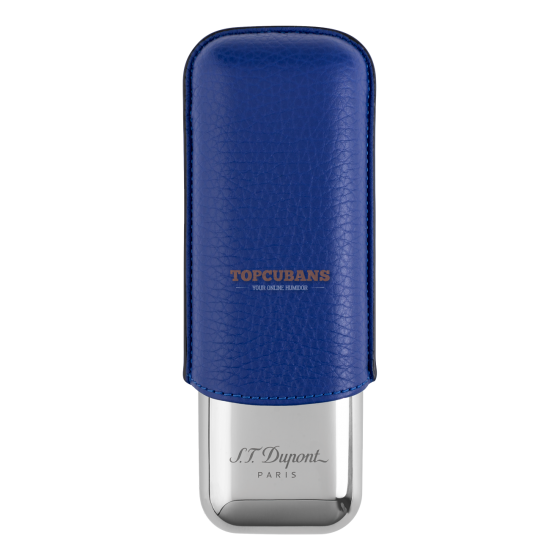 ST DUPONT Metal Base Cigar Case - Blue Gr - 2 Cigare (Box)