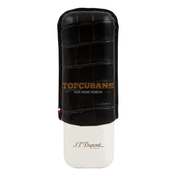 ST DUPONT Metal Base Cigar Case - Croco Black - 2 Cigare (Box)