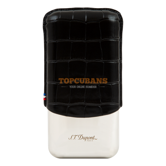 ST DUPONT Metal Base Cigar Case - Croco Black - 3 Cigare (Box)