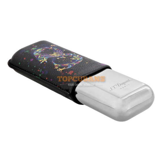 ST DUPONT Metal Base Cigar Case - Dragon Black - 2 Cigare (Box)