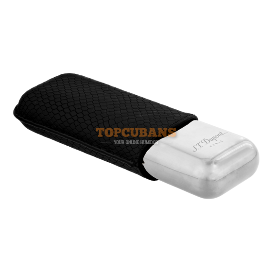 ST DUPONT Metal Base Cigar Case - Dragon Scale Black - 2 Cigare (Box)