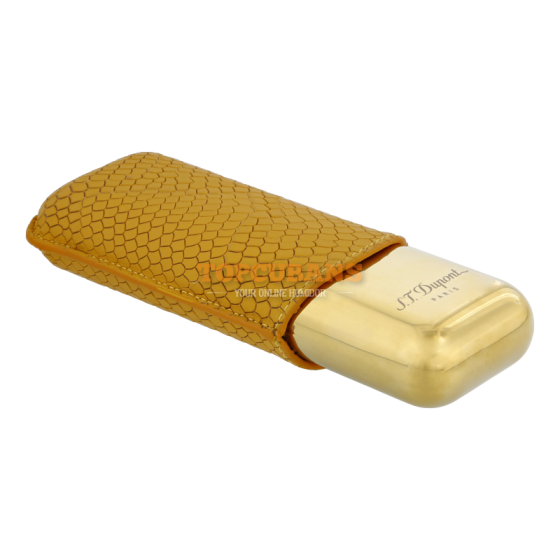 ST DUPONT Metal Base Cigar Case - Dragon Scale Honey&gold - 2 Cigare (Box)