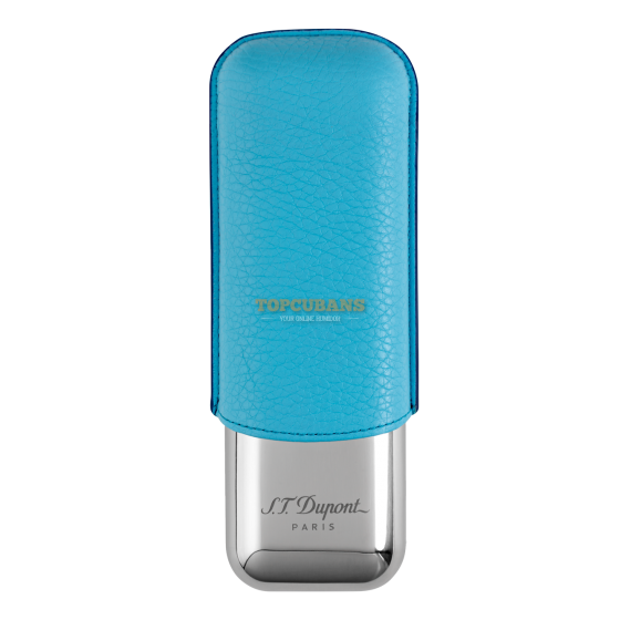 ST DUPONT Metal Base Cigar Case - Turquoise Gr - 2 Cigare (Box)