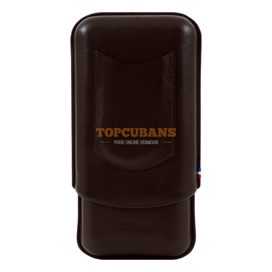ST DUPONT Smooth Leather Cigar Case - Marron - 3 Cigare (Box)