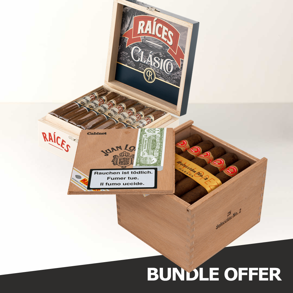 JUAN LOPEZ Selección No.2 (25) & RAICES Clasico - Robusto (21)